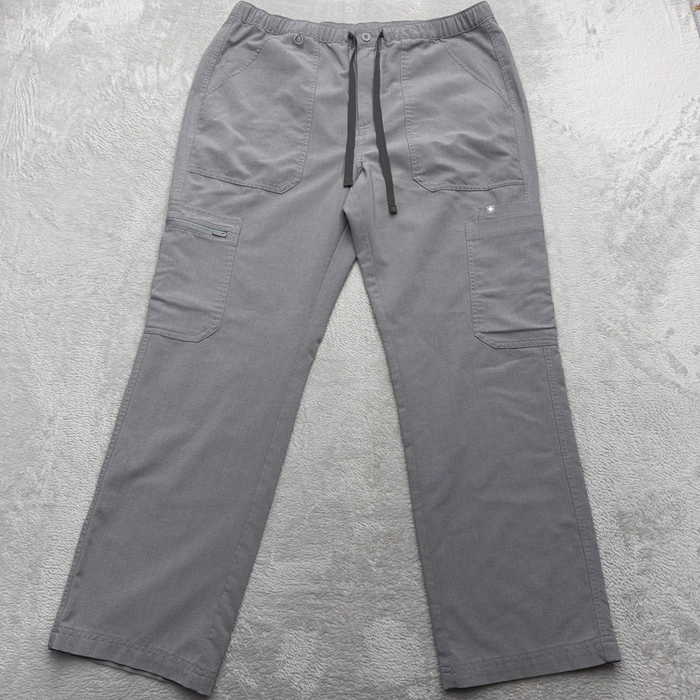 FIGS Scrub Pants Mens L Grey Technical Collection Cargo Multi-Pocket